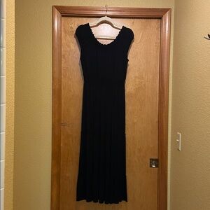 Croft & Barrow Black Midi Dress Flutter Sleeves Scoop Neck